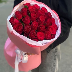 Букет "Эсса" 25 красных роз Кения (60 см) в Фрязино