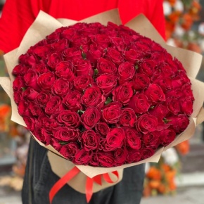 Букет 101 красная роза Кения (50 см) в Фрязино