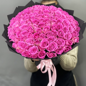 Букет 101 розовой розы Кения (40 см) в Фрязино