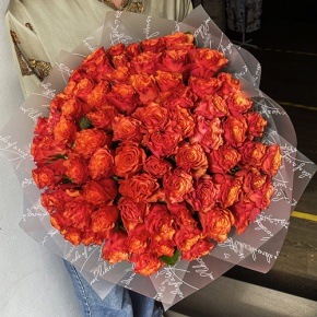 Букет 75 огненных роз (40 см) в Фрязино