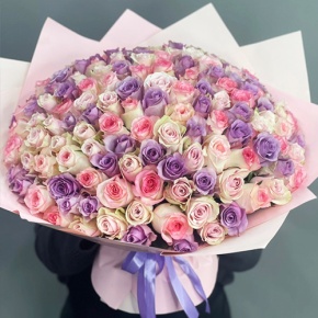 Букет из 101 розы нежный микс (40 см) в Фрязино