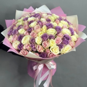 Букет из 101 розы пастельный микс (40 см) в Фрязино