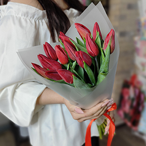 Букет из 15 красных тюльпанов в Фрязино