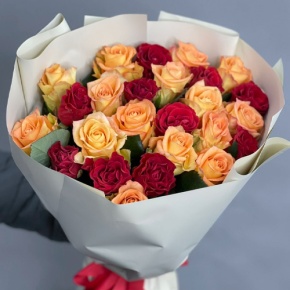 Букет "Прайм" из 25 роз Оранж и Эль Торо (50 см) в Фрязино