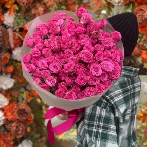 Букет из 35 малиновых кустовых пионовидных роз (60 см) в Фрязино