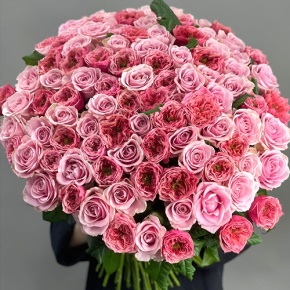 Нежный букет из 101 розы Риджентс парк и Аваланж микс  (70 см) в Фрязино