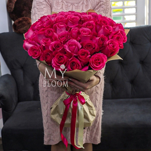 Букет 51 роза Эквадор Пинк Флоид (60 см) в Фрязино