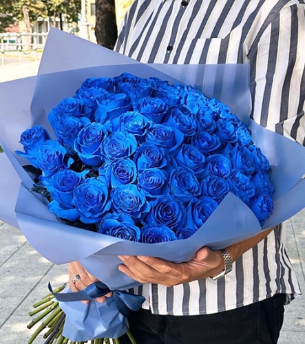 Букет из 51 синей розы Эквадор (60 см) в Фрязино