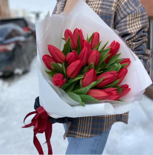 Букет красных тюльпанов в Фрязино